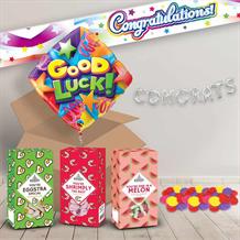 Good Luck Gifts Sweets, Balloon in a Box & Decorations (Stars)