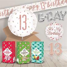 13th Birthday in a Box Package with Sweets & Decorations (Rose Gold)