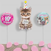 Inflated Cats | Kittens Birthday Helium Balloon Package in a Box - Choose your Age