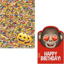 Emoji Giftwrap, Gift Tags and Monkey Heart Birthday Card