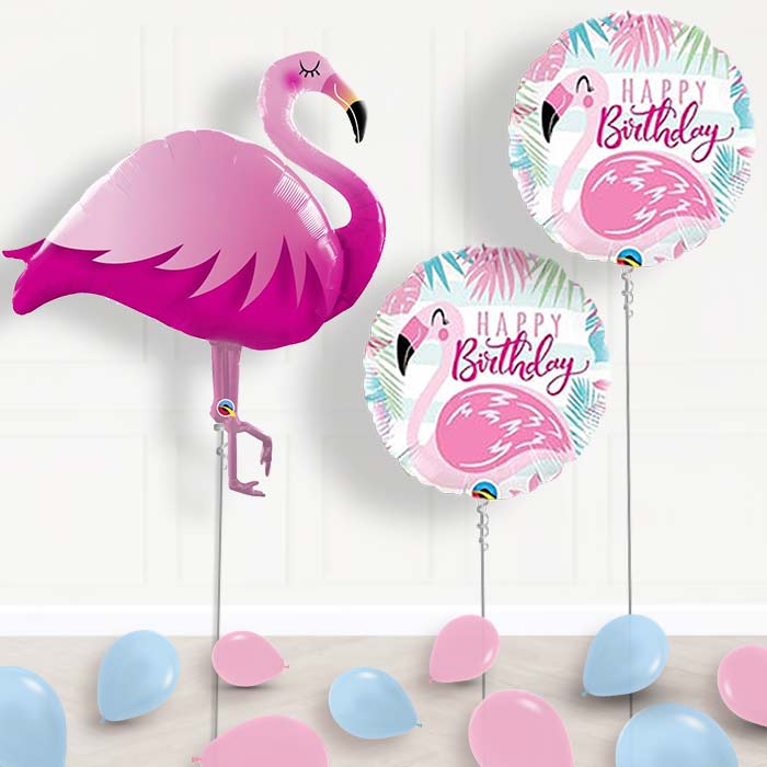 Inflated Flamingo Helium Balloon Package in a Box