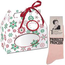 Prosecco Princess Novelty | Joke Socks in a Christmas Gift Box | Secret Santa