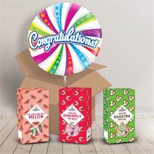 Congratulations Gifts Sweets & Balloon in a Box (Swirls) | Party Save Smile