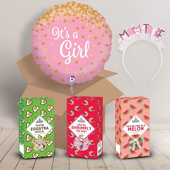 It&rsquo;s a Girl | Baby Shower Sweet Box and Inflated Helium Balloon Gift Package