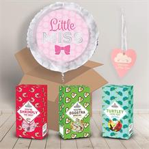 Little Miss | Baby Girl Sweet Box and Inflated Helium Balloon Gift Package