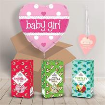 Baby Girl Sweet Box and Inflated Helium Balloon Gift Package