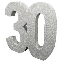 Silver Glitter Number 30 Anniversary Table Centrepiece | Decoration