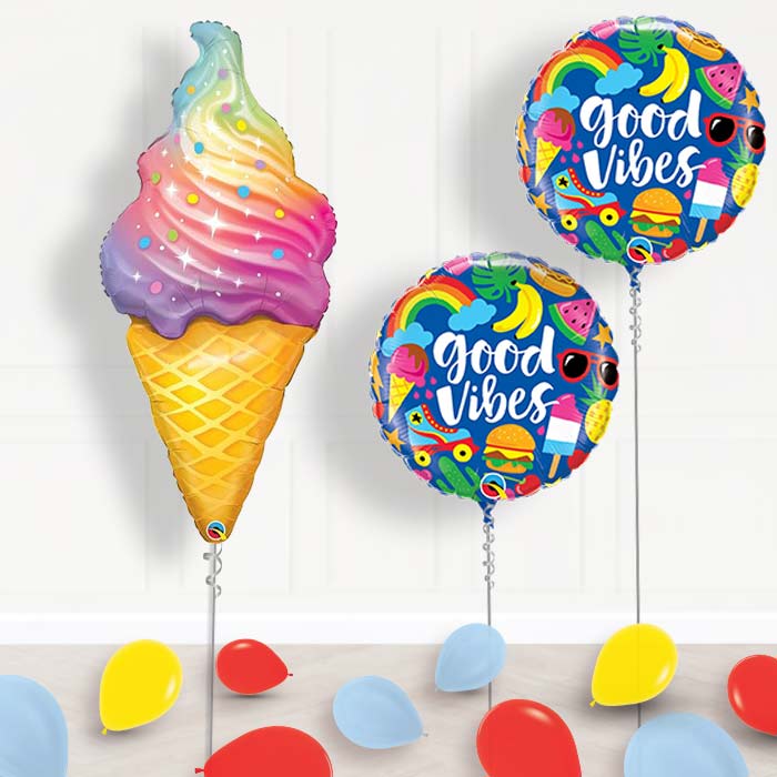 Inflated Ice Cream Cone Helium Balloon Package in a Box
