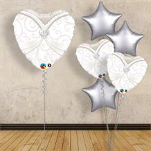 Inflated with Helium Wedding | Bride Gown Heart Wedding 18" Foil Balloon-Collect from Store Only