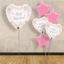 Inflated with Helium Just Married Roses Heart | Wedding 18" Foil Balloon-Collect from Store Only