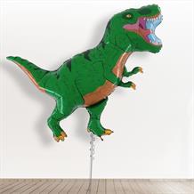 Inflated with Helium Green T-Rex | Tyrannosaurus | Dinosaur Giant 36" Foil Balloon-Collect from Store Only