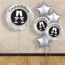 Inflated with Helium Congratulations Champagne Glasses 18" Foil Balloon-Collect from Store Only