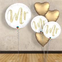 Inflated with Helium Mr Gold Glitter | Wedding 18" Foil Balloon-Collect from Store Only
