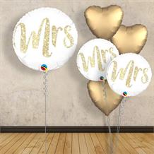 Inflated with Helium Mrs Gold Glitter | Wedding 18" Foil Balloon-Collect from Store Only