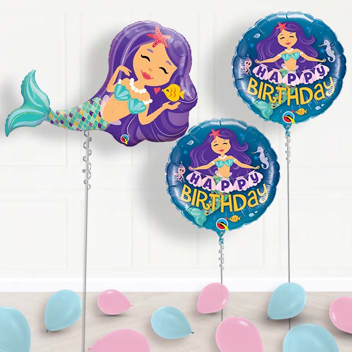 Inflated Mermaid Helium Balloon Package in a Box