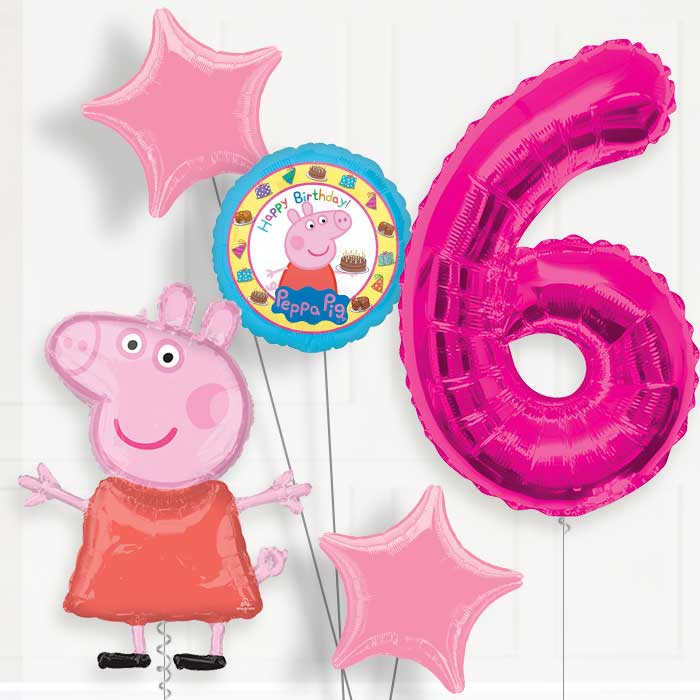 Peppa Pig Helium Balloon Package 6th Birthday
