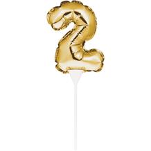 Gold Mini Balloon Number 2 Birthday Cake Topper | Decoration