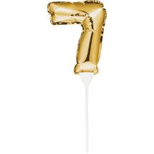 Gold Mini Balloon Number 7 Birthday Cake Topper | Decoration