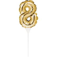 Gold Mini Balloon Number 8 Birthday Cake Topper | Decoration