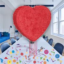 Red Heart Shaped Pull Pinata Party Kit with Favours and Confetti