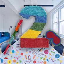 Colourful Stripes Number 2 Pinata Party Kit with Favours and Confetti