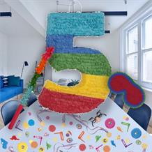 Colourful Stripes Number 5 Pinata Party Kit with Favours and Confetti