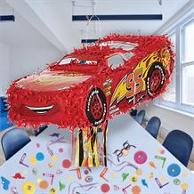 Disney Cars Lightning McQueen Shaped Pull Pinata Party Kit with Favours and Confetti