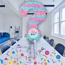 Gender Reveal Girl or Boy Baby Shower Pull Pinata Party Kit with Favours and Confetti