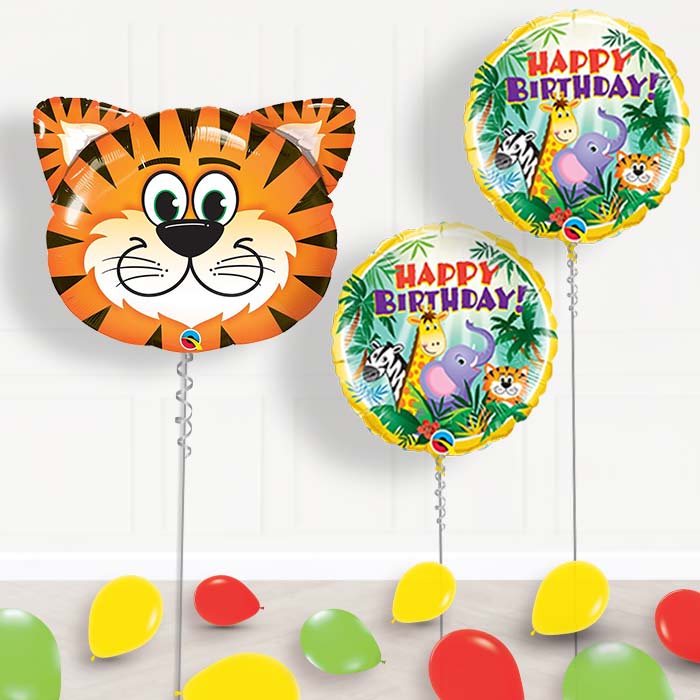 Inflated Safari | Jungle Animals Helium Balloon Package in a Box