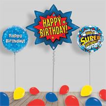 Inflated Superhero Birthday Helium Balloon Package in a Box - Choose your Age