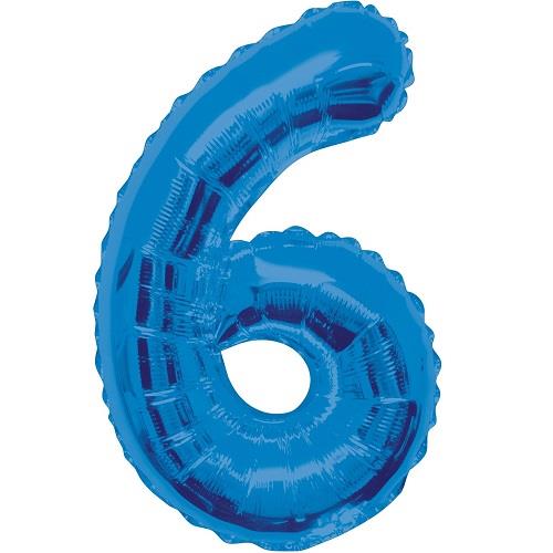 Blue Glitz 34&#34; Number 6 Supershape Foil | Helium Balloon