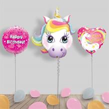 Inflated Unicorn Birthday Helium Balloon Package in a Box - Choose your Age