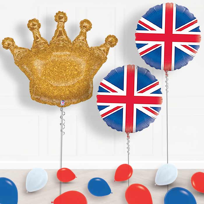 Inflated Union Jack Helium Balloon Package in a Box