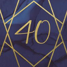Navy Blue & Gold Geode 40th Birthday Party Napkin | Serviette