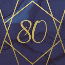 Navy Blue & Gold Geode 80th Birthday Party Napkin | Serviette