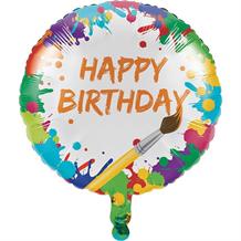 Art Happy Birthday Balloon 43cm (Foil) | Party Save Smile