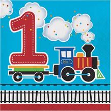 All Aboard | Train Party 1st Birthday Napkins | Serviettes