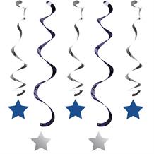 Blue Twinkle Star Hanging Swirl Decorations