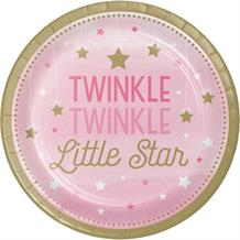 Pink Twinkle Star 23cm Party Plates