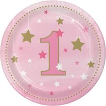 Pink Twinkle Star 1st Birthday Party Cake Plates