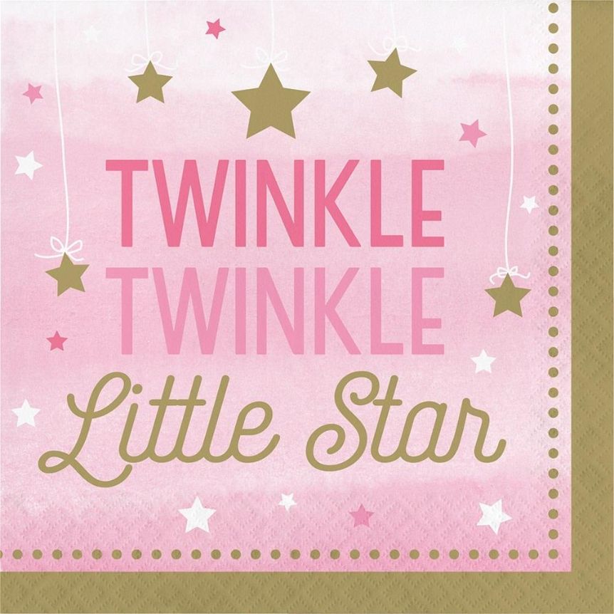 Pink Twinkle Star Party Napkins | Serviettes