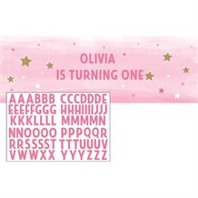 Pink Twinkle Star Giant Personalisable Banner