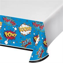 Superhero Slogans Cartoon Party Tablecover | Tablecloth