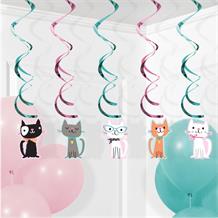 Purrfect Cat Party Hanging Swirls l Decorations