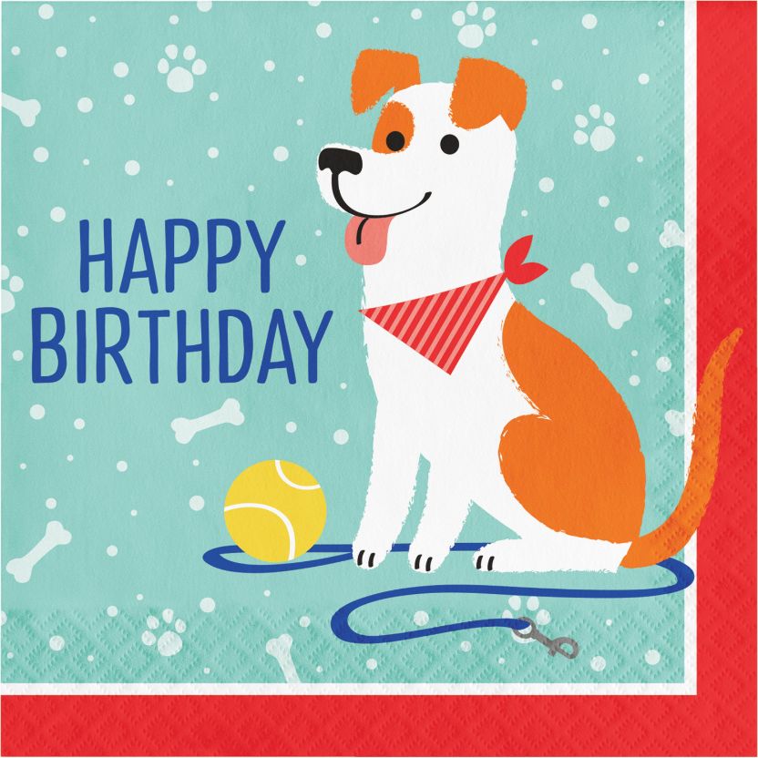 Dog Party Happy Birthday Napkins | Serviettes