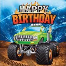 Monster Truck Happy Birthday Party Napkins | Serviettes