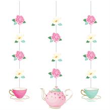 Floral Tea Party Hanging Cutouts Decorations