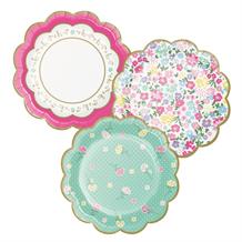 Floral Tea Party Scalloped Cake Plates