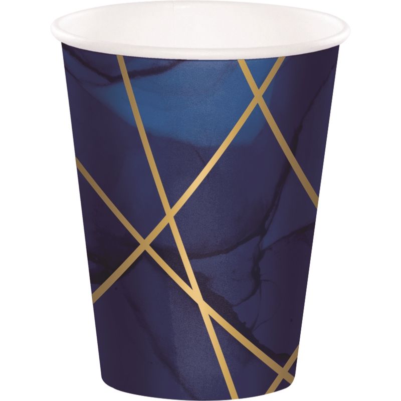 Navy Blue & Gold Geode Party Paper Cups