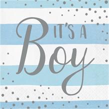 Blue & Silver Baby Shower Napkins | It's a Boy Napkins